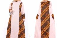model baju gamis batik kombinasi kain polos untuk wanita